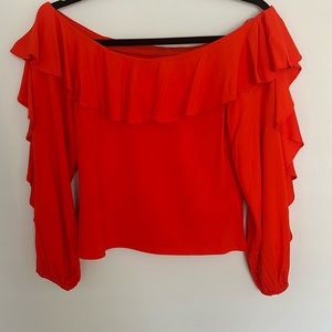 Anthropologie off shoulder top! Vibrant orange color, perfect for summertime!